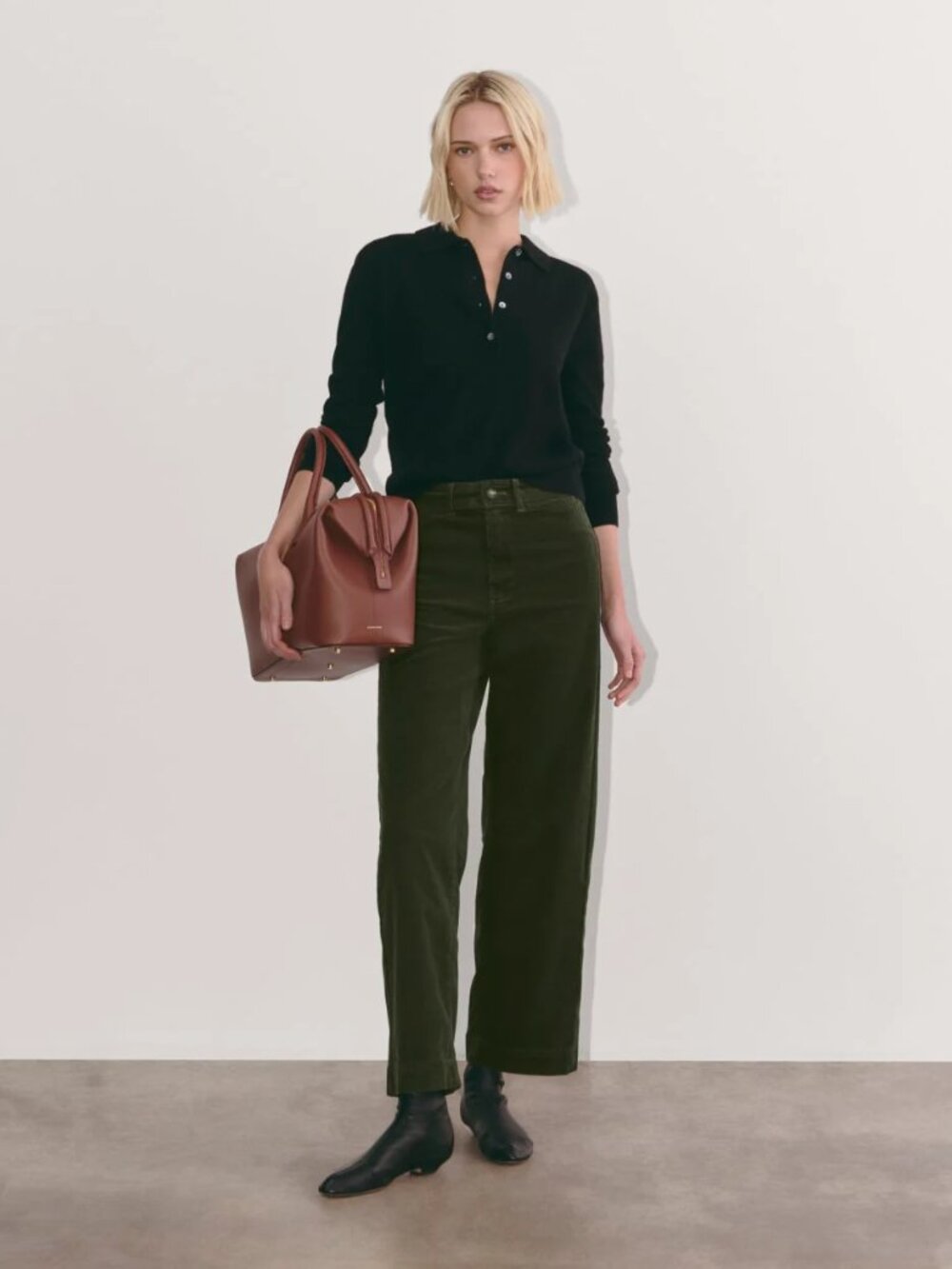 Everlane Sailor Pant in Corduroy Dark Green Size 4